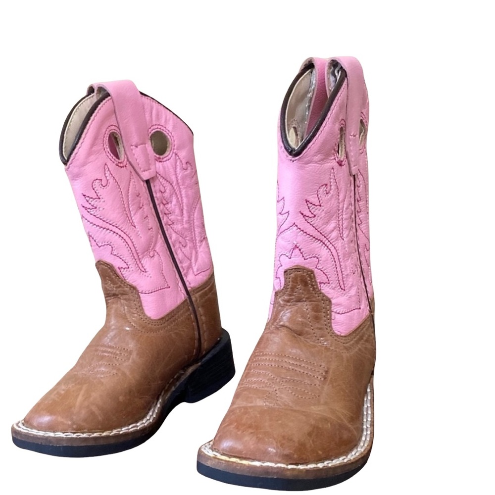 Old West Brown and Pink Cowgirl Boots